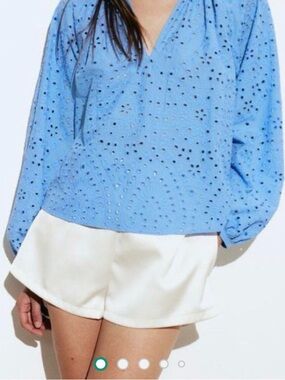 Eyelet Peasant Blouse in White - Size M